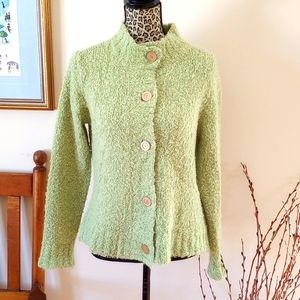 Talbots Ladies Boucle Cardigan Knit Sweater Size:L Color:Celery Green